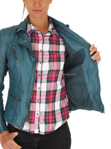 Bleu Varsity Veste Femmes En Cuir Survêtement Élégant Collège Style Veste En Cuir Mode Sport Inspiré Slim Fit Dames Manteau - Product Image 4