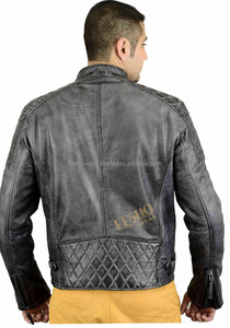 Mens Stylish Coated Quilted Genuine Leather Front Biker Bomber <b>Jacket</b> Warm <b>Padded</b> <b>Waterproof</b> Windproof OEM Custom Manufacturer - Product Image 2