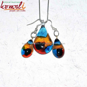 Lampworking Murano ชุดเครื่องประดับ,จี้แก้วแฮนด์เมดหลากสีพร้อมต่างหู - Product Image 6