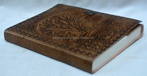 Cuaderno de cuero repujado con árbol de la vida Vintage hecho a mano, diario de cuero tostado personalizado con cerradura, oficina de negocios, uso Personal - Product Image 3