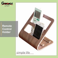 Support de télécommande TV en bois GLOBAL ORBIT GOB-369 avec support pour téléphone portable, organiseur de fournitures de bureau