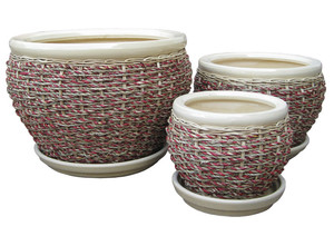 Maceta de Cerámica Rústica Ecológica de Estilo Vintage, Maceta para Jardín Exterior, Diseño Circular, Acabado Esmaltado, Decoración Interior/Exterior - Product Image 5