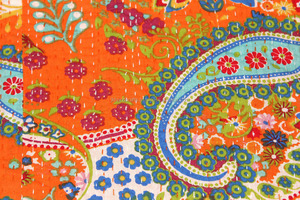 Paisley Kantha edredón de algodón indio hecho a mano Paisley Kantha funda de cama - Product Image 3