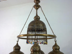 Lámpara de Pared BR385 de Estilo Decorativo con Cuentas de Mosaico Marroquí en Oro Antiguo, con 5 Luces de Bajo Consumo y Anillo de Latón - Product Image 3