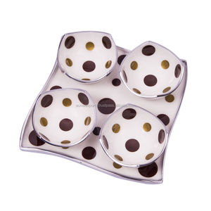 Elegant Polka Dot Snack Bowl <b>Set</b> with Stylish <b>Square</b> Tray for Modern Serving and Charming Home Entertaining - Product Image 1