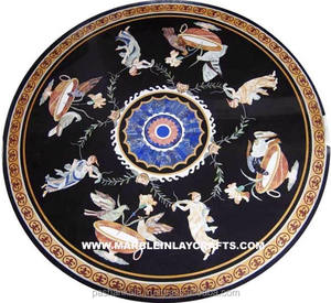 Handicraft Round <b>Black</b> Marble Table Tops - Product Image 1