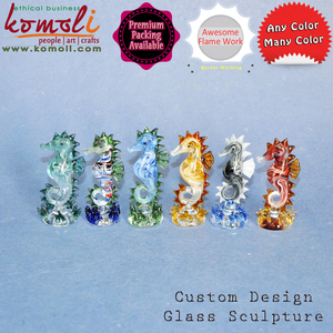รูปปั้นม้าน้ำแก้วหลากสีสำหรับตกแต่งบ้านโต๊ะทำงานและตู้ปลา - Product Image 3