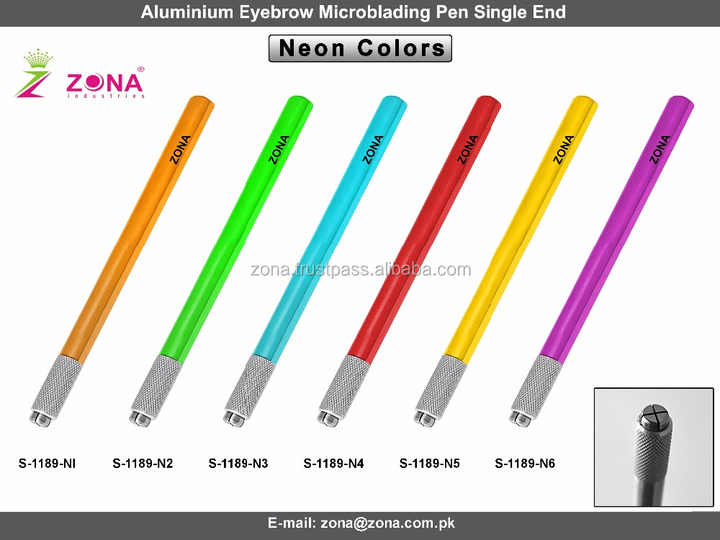 Private Label Neon-Colored Microblading Eyebrow Tattoo Pen Light Weight Permanent Artificial Eyebrow Design with Tweezers