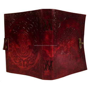 สมุดไดอารี่ปกหนังแท้ลายนูนดีไซน์นกยูงสมุดโน้ตกระดาษคอตตอนงานทำมือสมุดสเก็ตช์หรือไดอารี่ส่วนตัวสำหรับให้เป็นของขวัญ - Product Image 5