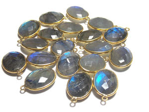 Natural <b>Labradorite</b> Gemstone With Gold Plated Handmade Single Bail Jewelry Making Components Bezel Connector - Product Image 4