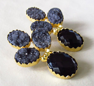 Pendientes de Botón Vintage de Cuarzo, Chapados en Oro Antiguo, para Mujeres y Niñas, Joyería para Bodas, Compromisos y Fiestas - Product Image 2