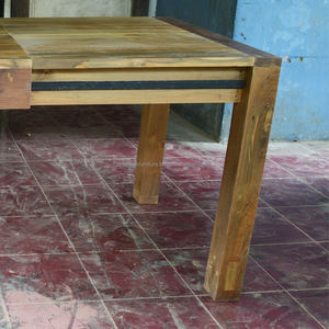 Mesa de extensión de comedor de madera maciza de teca recuperada - Product Image 3