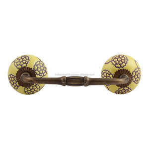 ตู้ลิ้นชักสไตล์วินเทจเรียนประตูตู้ลิ้นชักดีไซน์ดอกดาวเรืองสีน้ำตาลเซรามิกแบบมือจับตู้ขนาดใหญ่ - Product Image 3