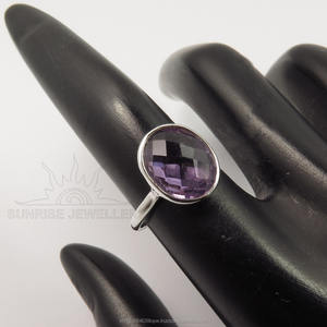 Artisan indien en argent Sterling 925 pierre précieuse, anneau délicat en améthyste violette, plusieurs tailles, prix d'usine Meilleur Magasin De Cadeaux - Product Image 3