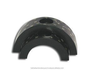 HT0311 lacquered wood candle holder Vietnam - http://lacquerhomevn.com/ - Product Image 1