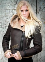 Blouson moto en cuir d'agneau doublé polaire pour femme, chaud, respirant, imperméable et écologique, idéal pour l'hiver russe