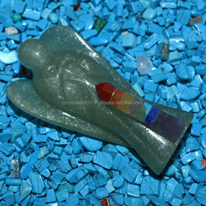 Green Aventurine Chakra Angels :Gemstone Chakra Stone Angels From India - Product Image 1