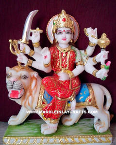 Estatua de diosa Durga Maa, hecha a mano, mármol - Product Image 1