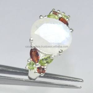 แหวนพลอยโกเมนสีรุ้ง925แหวนเงินแท้แหวนแฟชั่นวินเทจสำหรับเป็นของขวัญแต่งงาน - Product Image 3