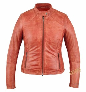 Veste en cuir de mouton pour femmes de qualité supérieure matelassée finie élégante de haute qualité à la mode printemps vêtements d'extérieur Plaid lavage cire Style - Product Image 1