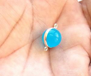 Handmade Sky Blue Chalcedony Gemstone with Gold Plated Double Bail Faceted Cut Stone Bezel Connector for <b>Jewelry</b> Making Size MM - Product Image 6
