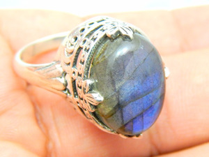 Anillo de compromiso clásico de Plata de Ley 925 para mujer, anillo de compromiso para fiesta de boda, certificado CMA, impresionante piedra preciosa labradorita, accesorio de moda - Product Image 2