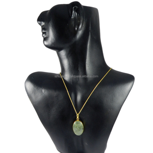 จี้เพชรพลอยควอตซ์รูไทล์สีเขียว ประดับขอบทอง 18k เครื่องประดับแฟชั่น - IG2831 - Product Image 5