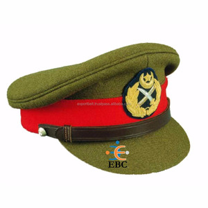 OEM Plain Peak Dress Cap Uniforme Head Gear Lingote Alambre Bordado Visera Logo Parche Equipo de defensa personal al por mayor - Product Image 4