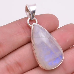 Colgante de plata esterlina 925 hecho a mano con piedra lunar arcoíris, colgantes finos personalizados y dijes para compromiso, fabricante directo - Product Image 1