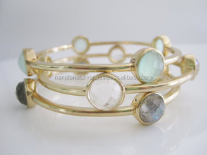 Gemstone Bezel <b>Set</b> Four Stone <b>Bangle</b> - Product Image 1