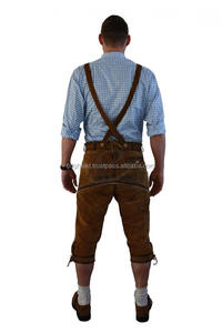 Pantalones Cortos Bávaros Tradicionales Alemanes para Hombre Beerfest, Lederhosen, Cortos hasta la Rodilla, Resistentes al Viento, de Gamuza Bicolor, Cuero de Cabra Dulce de 1.2mm - Product Image 6