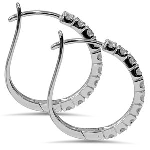 Pendientes de Aro de Oro Blanco de 10K con Diamantes de 0.30 CT, Corte Redondo Natural, Claridad SI, Estilo Huggie, Joyería Fina Elegante, Regalo para Mujer - Product Image 2