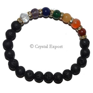 สร้อยข้อมือแฟชั่นหินลาวาเจ็ดจักระ/แฟชั่นกำไลจักระ - Product Image 1