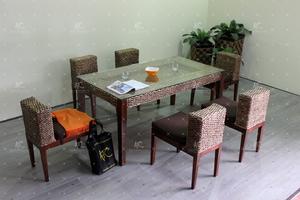 Ensemble de salle à manger compact et solide en jacinthe d'eau pour meubles en osier naturel d'intérieur - Product Image 3