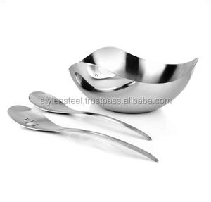 ชามสลัดสามมุมสแตนเลสขัดเงาเครื่องใช้ในครัวชามสลัดแบบสามมุม - Product Image 1