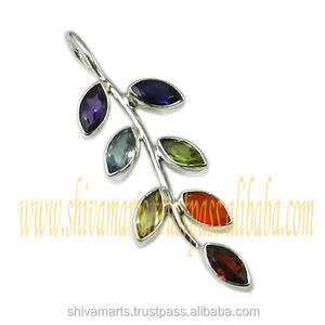 ลดกระหน่ำทำด้วยมือจี้ดีและเสน่ห์จี้จักระเงินสเตอริง925แข็งพร้อมอัญมณีหลายชิ้นเครื่องประดับเงินแฟนซี - Product Image 2