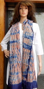 Hermosa bufanda de seda Shibori con tinte de corbata a mano para envoltura de cabeza y cuello para ropa de mujer, bufanda con estampado colorido para envoltura de playa - Product Image 2