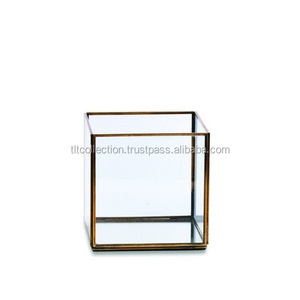 Antique Brass And Glass Jewellery <b>Box</b> In Square Shape - Product Image 1