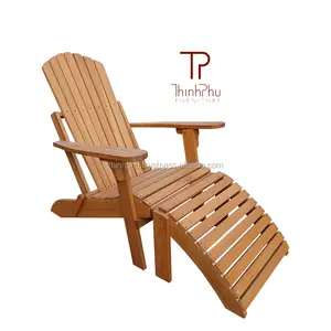 Chaise d'autruche en bois massif avec repose-pieds, meuble d'extérieur, Eucalyptus