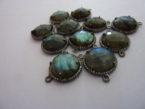 หินอัญมณี925ทำจากหินลาบราดอไรต์ CZ ทรงกลมสีเงิน - Product Image 5