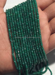 Piedra preciosa Esmeralda natural Facetada Rondelles Strand Green Beads Precioso y hermoso - Product Image 4