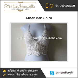 Crop Crochet Gypsy Halter Bohemian <b>Festival</b> Summer Bikini <b>Top</b> Handmade Magic - Product Image 1