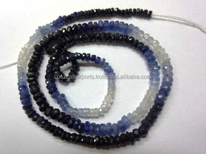 Magnifique 100% Naturel Véritable Saphir Bleu Ombragé Micro Facettes Rondelles Perles Taille 3-3.5mm Full Strand 16 \ "Long - Product Image 3