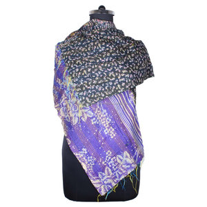 Kantha Work <b>Silk</b> Handmade Vintage Style <b>Scarf</b> SC1203 Girls <b>Scarf</b> Stole Hijab Vintage Kantha Hand Stitched Cotton Allover <b>Scarf</b> - Product Image 1
