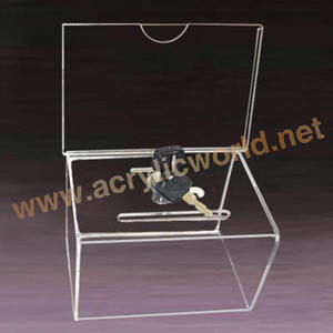 ขนาดใหญ่อะคริลิ Ballot กล่อง/กล่องข้อเสนอแนะที่มีผู้ถือโบรชัวร์บริจาคกล่องการกุศลอะคริลิ/กล่องบริจาค - Product Image 2