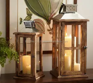 도매 골동품 나무 랜턴 모로코, 2 프로모션 파티 나무 촛불 랜턴 장식 세트