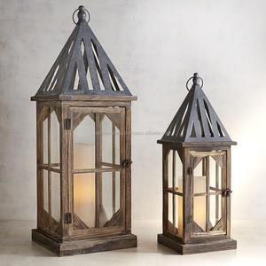 Linterna de madera antigua personalizada, linternas colgantes creativas para exteriores, linterna de Metal, venta al por mayor, mesa decorativa - Product Image 1