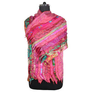 Étole multicolore multi usage écharpes uniques indien sari patchs écharpe réversible écharpe rayée colorée panneau de soie vintage sari - Product Image 1