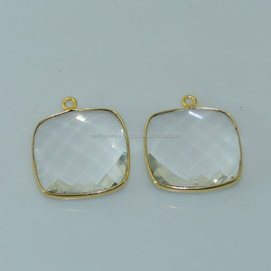 Charme de pierre de lune blanche et pendentif coussin octogone forme pierre précieuse collier de lunette fait main 925 argent blanc pierre de lune bricolage pendentif - Product Image 1