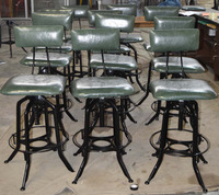 Tabouret de bar industriel vintage avec siège en cuir, comptoir de bar, café, restaurant, bar à domicile, hôtellerie, tabouret haut